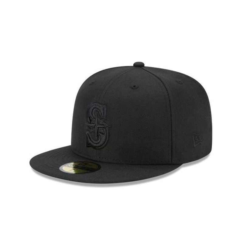 MLB Seattle Mariners Black On Black 59Fifty Fitted (GPO9439) - Black New Era Caps